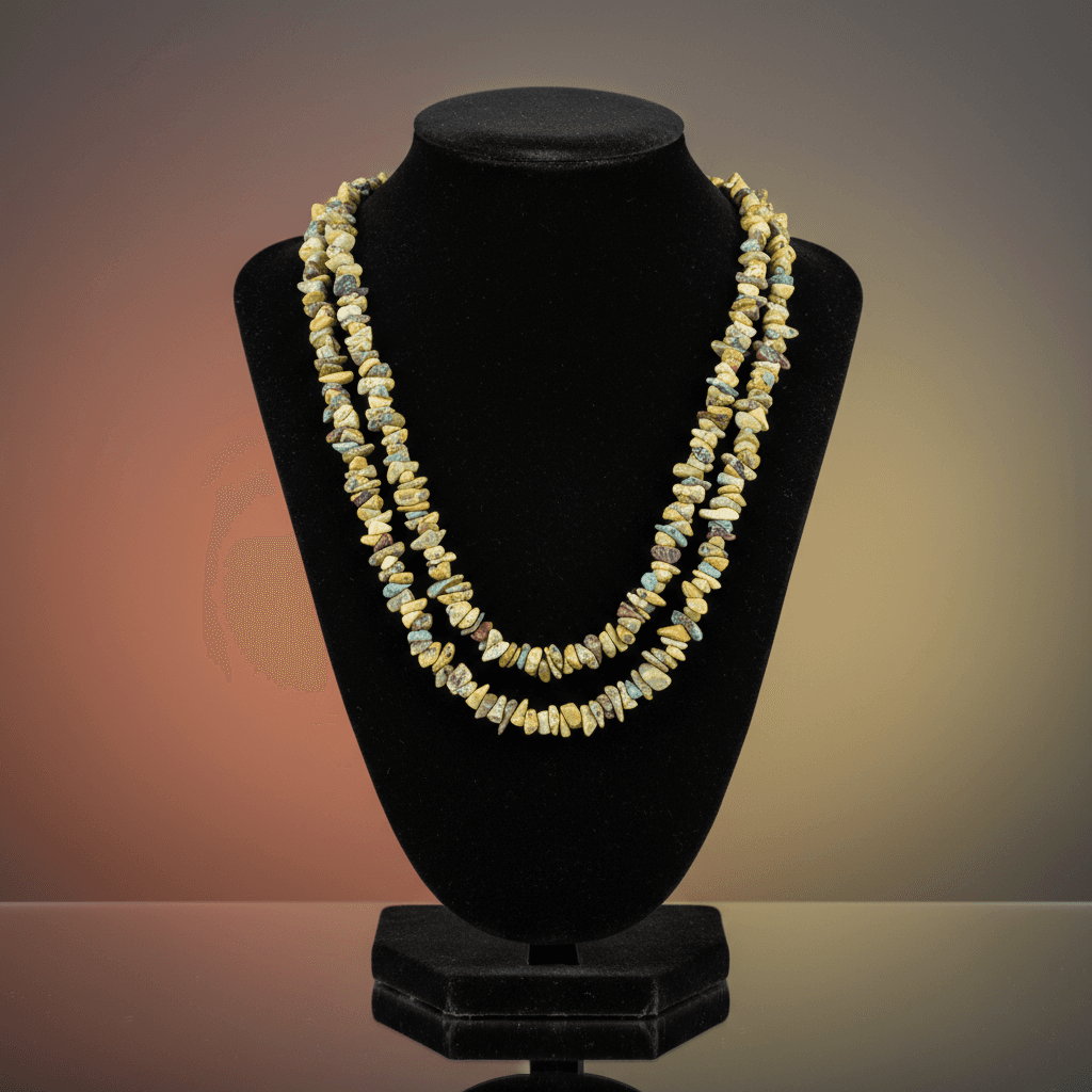 Yellow Turquoise Chip Necklace, 32 Inches, alternate view