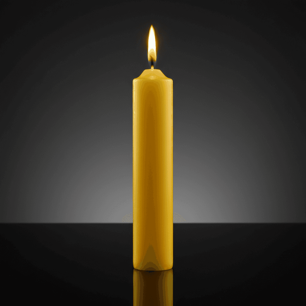 Yellow Pillar Candle, 9 Inches, alternate view