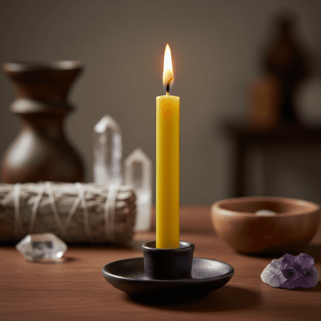 Yellow Chime Candles, Set of 20, detail view