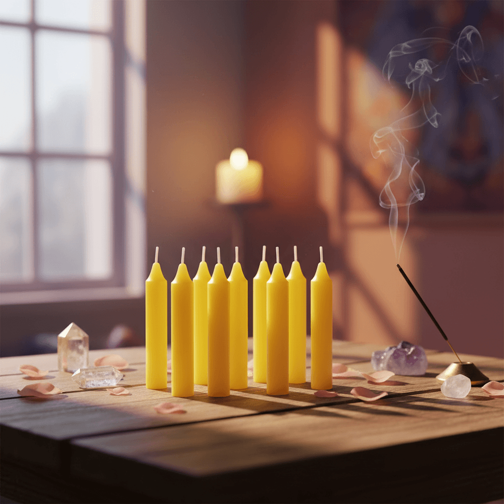 Yellow 4" Household Candles, Set of 72, detail view