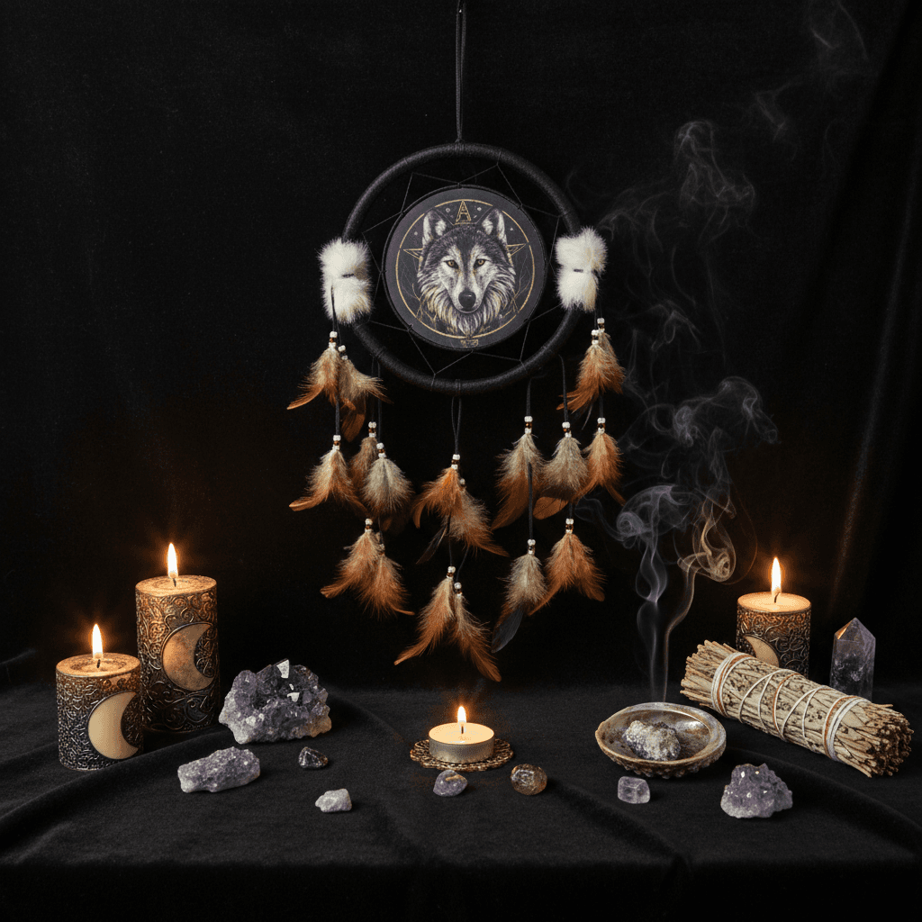 Wolf Dreamcatcher by Lisa Parker, 13 Inch, alternate view