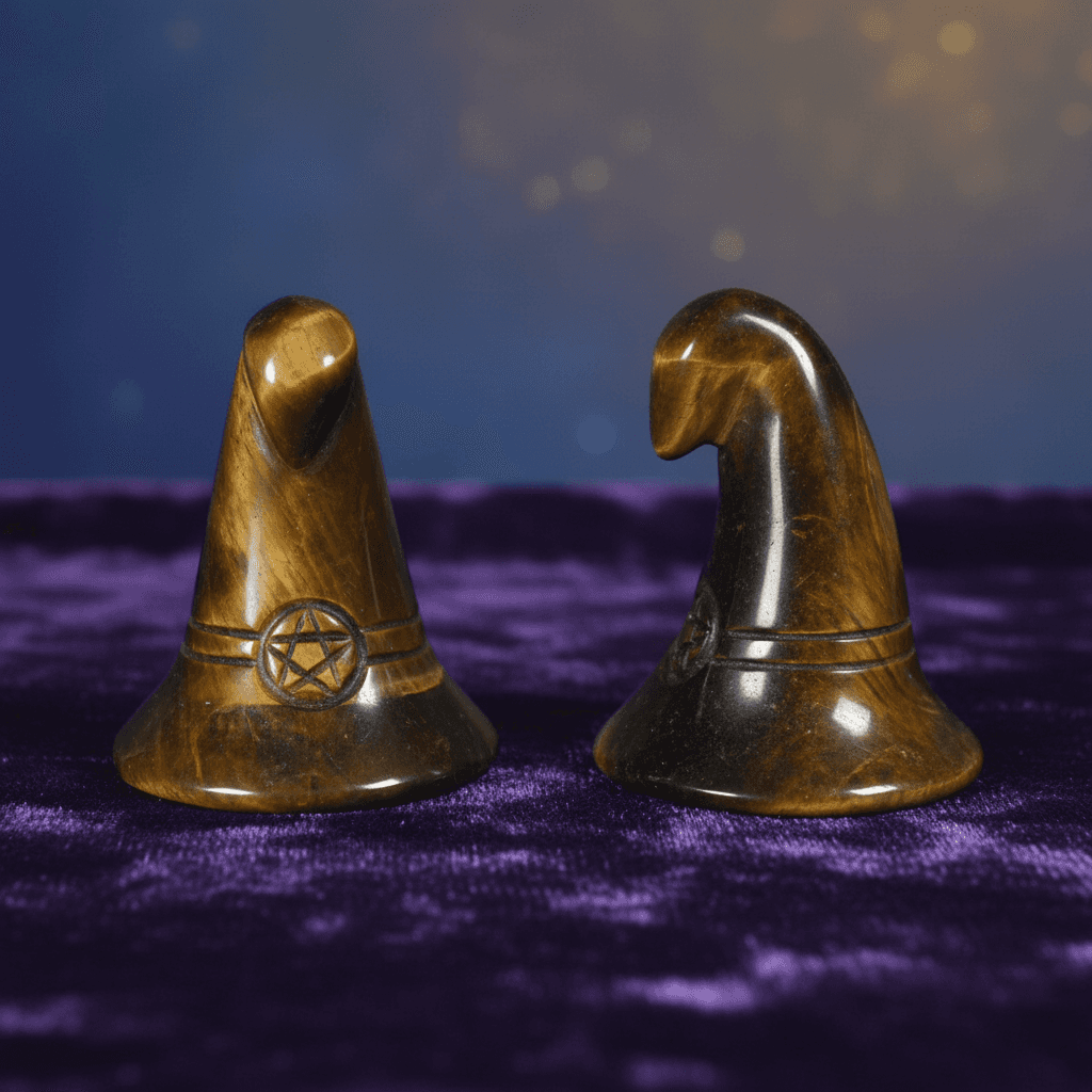 Tiger Eye Witch's Hat, Set of 2, 1 3/4 Inches, alternate view