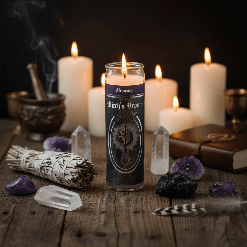 Witch's Broom (Sage) Jar Candle, 90 hr, detail view