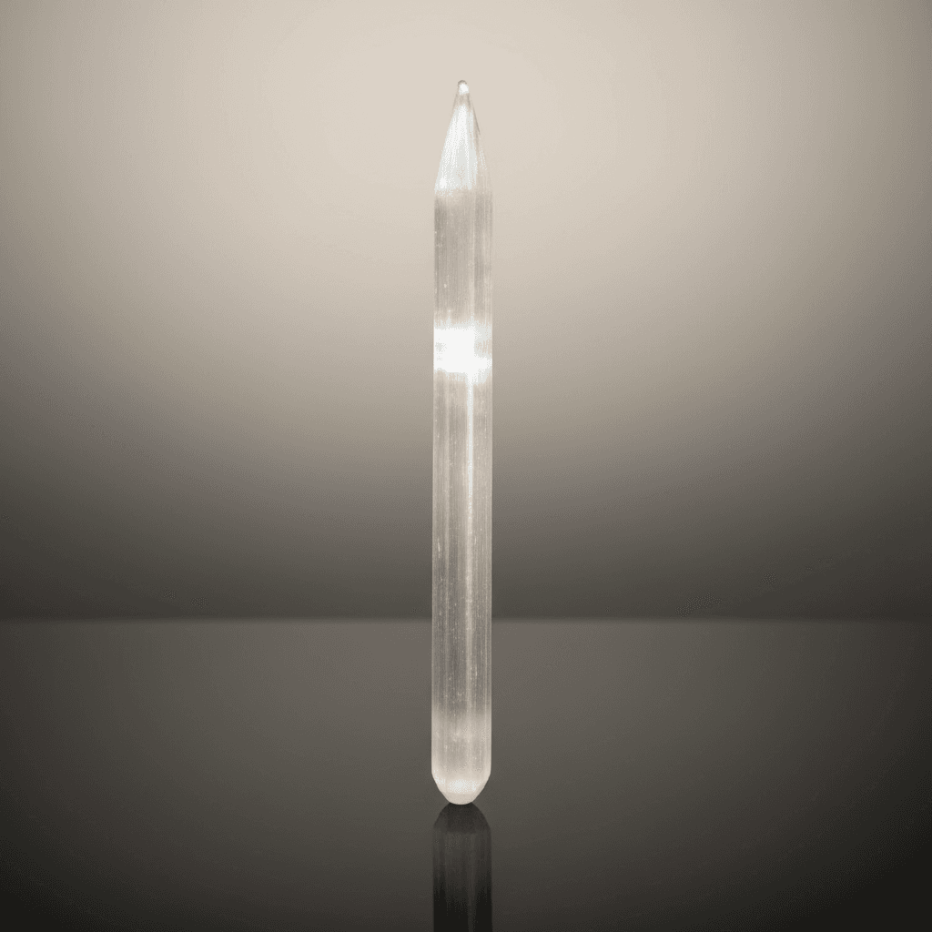 White Selenite Wand, alternate view