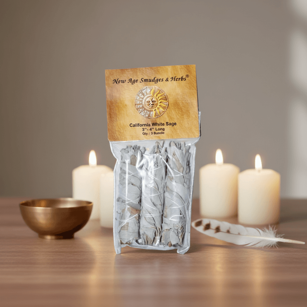 White Sage Smudge Stick, Set of 3, 3 Inches, detail view