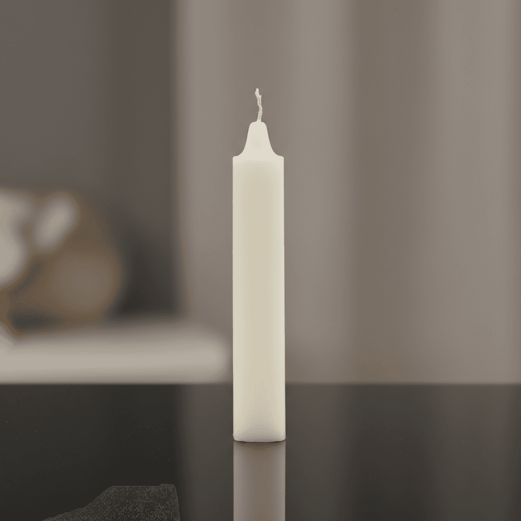 White Pillar Candle, 9" x 1.5", alternate view