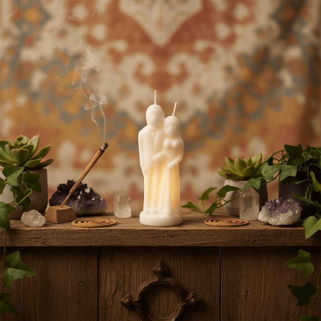 White Marriage candle, alternate view