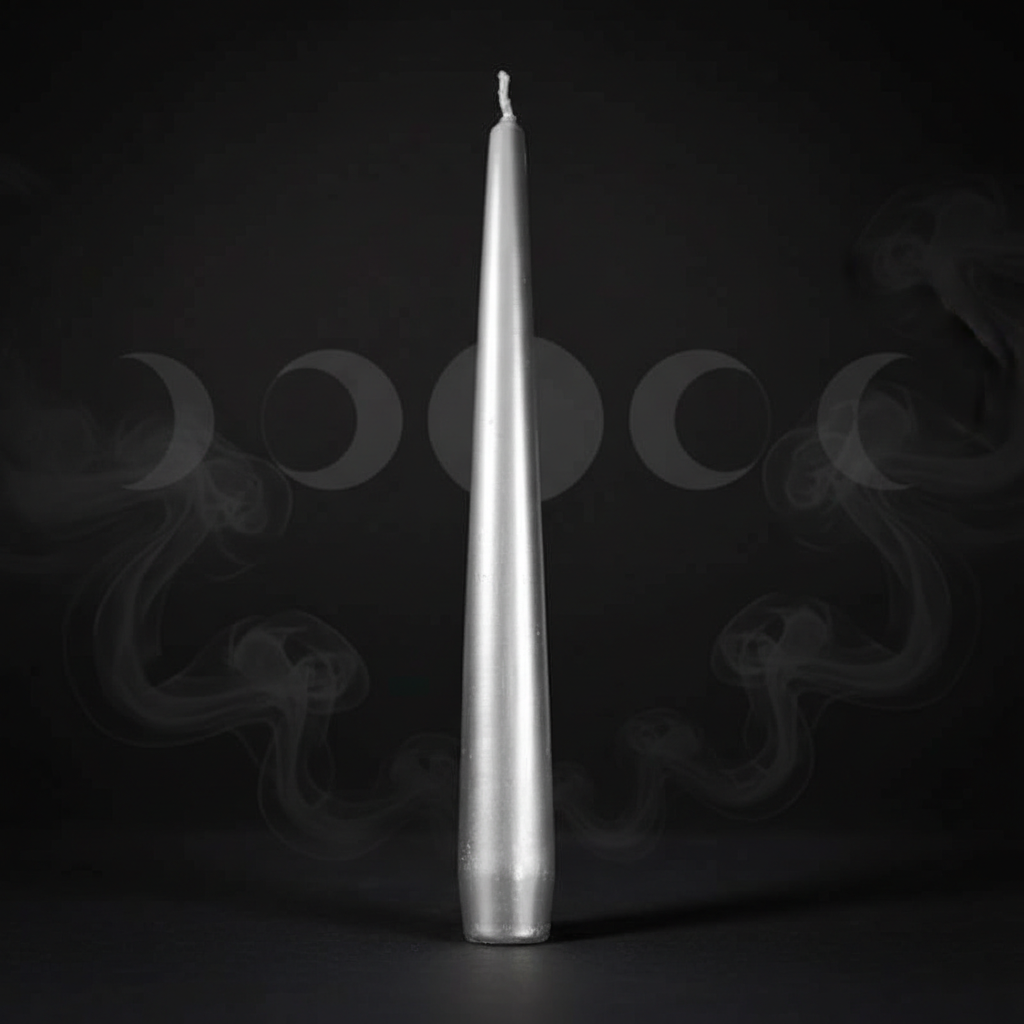 Silver Taper Candle, 9 Inches