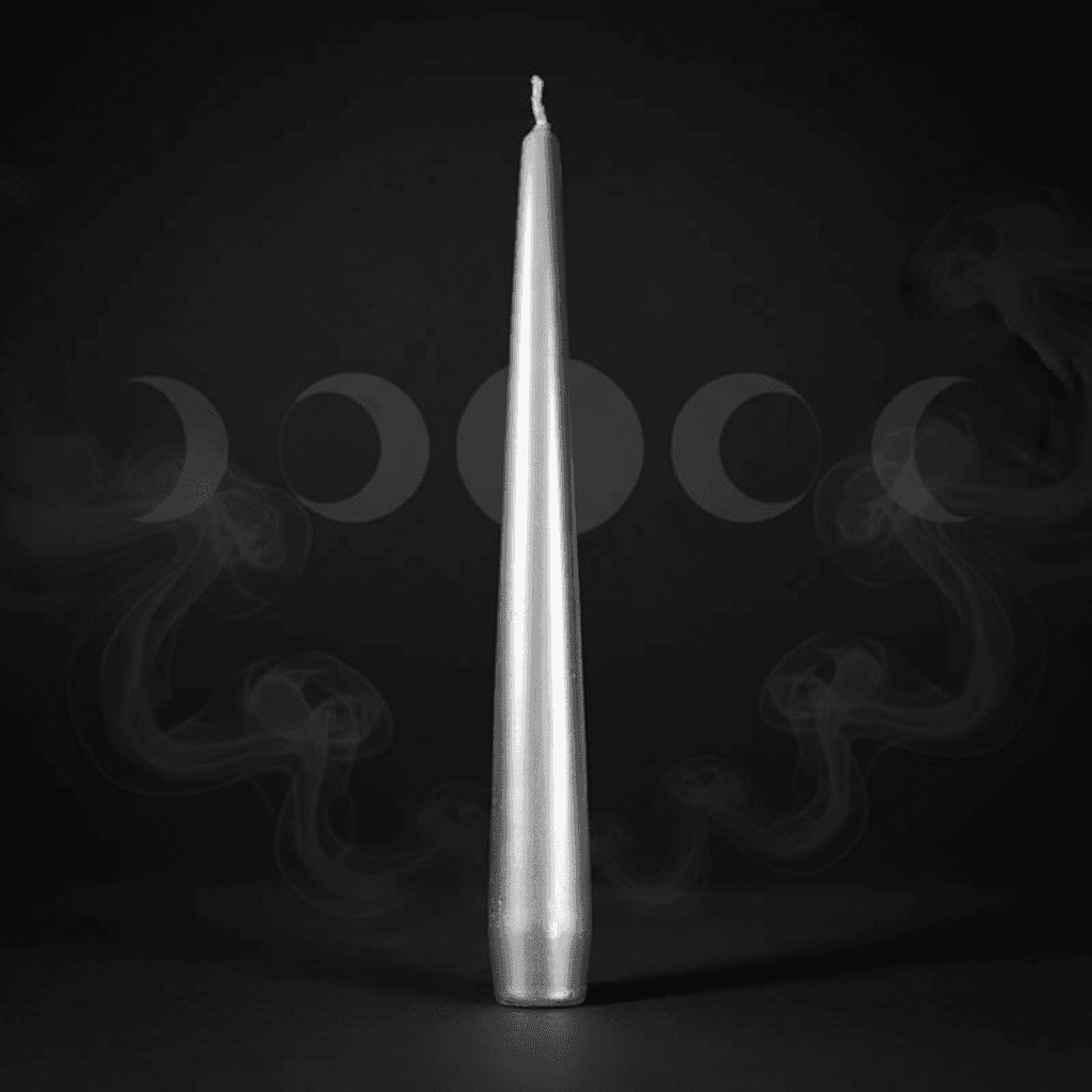 Silver Taper Candle, 9 Inches