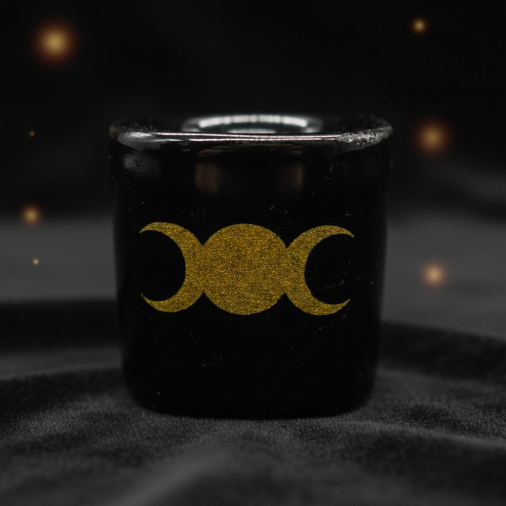 Triple Moon Black Ceramic Holder for 1/2 Inch Chime Candles