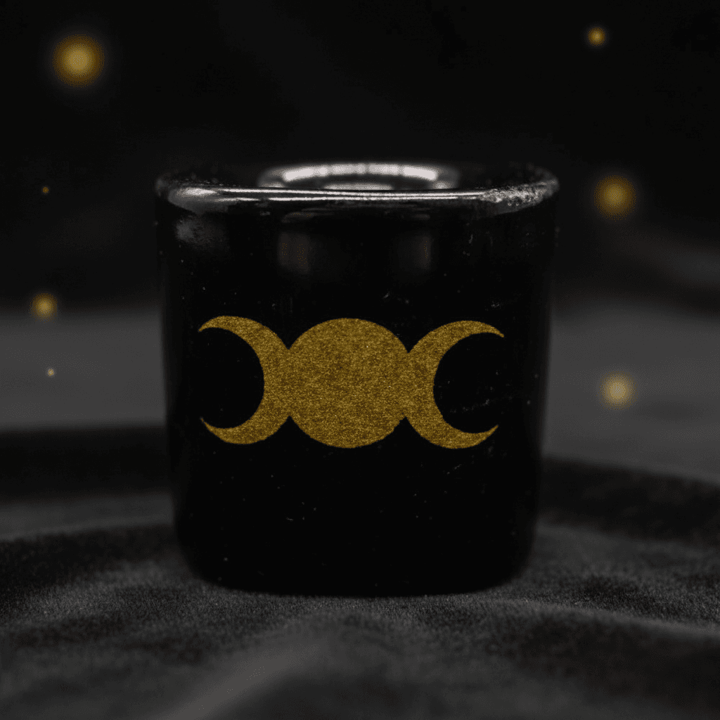 Triple Moon Black Ceramic Chime Candle Holder, alternate view