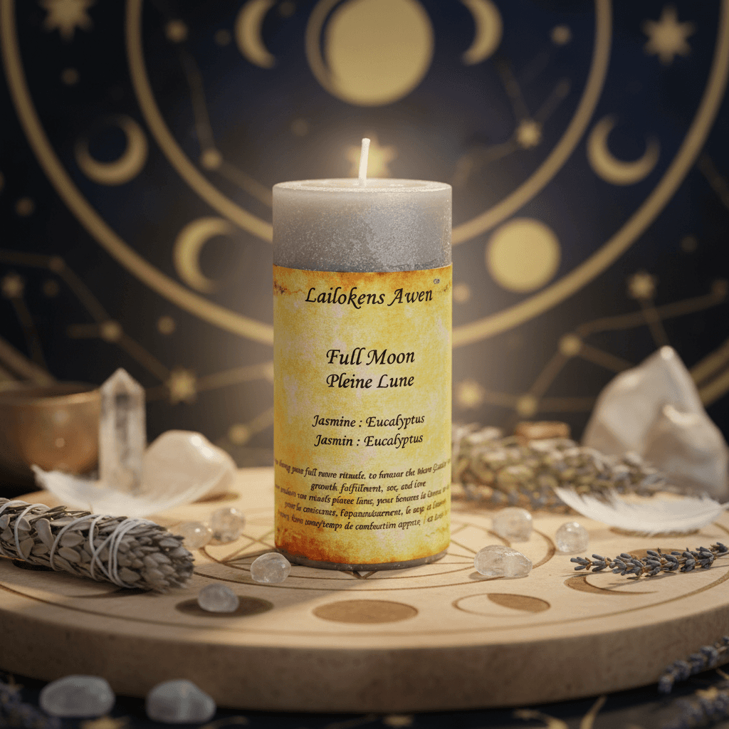 Full Moon Scented Lailokens Awen Candle, 4", alternate view