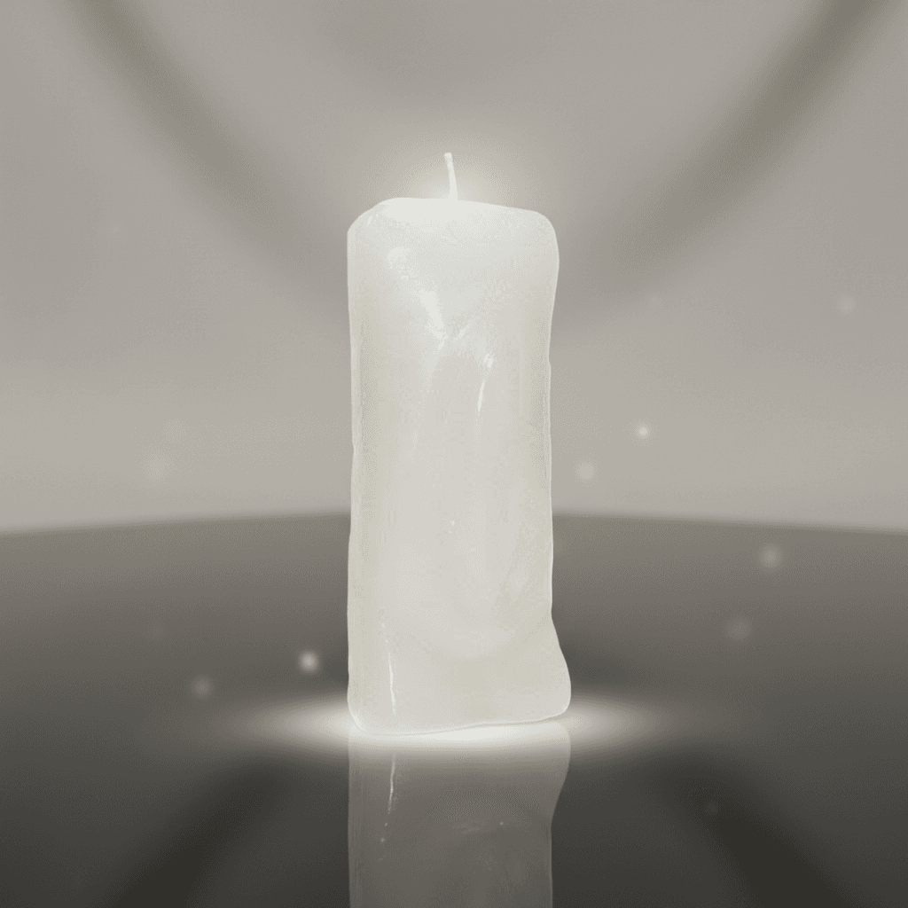 White Female Gender Candle, 6 1/2", detail view