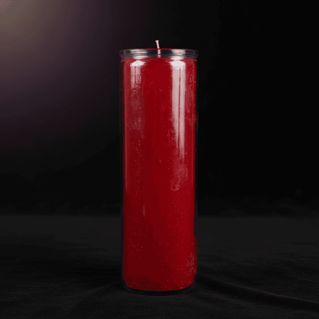 Red 7-Day Jar Candle, Bubble Wax, detail view
