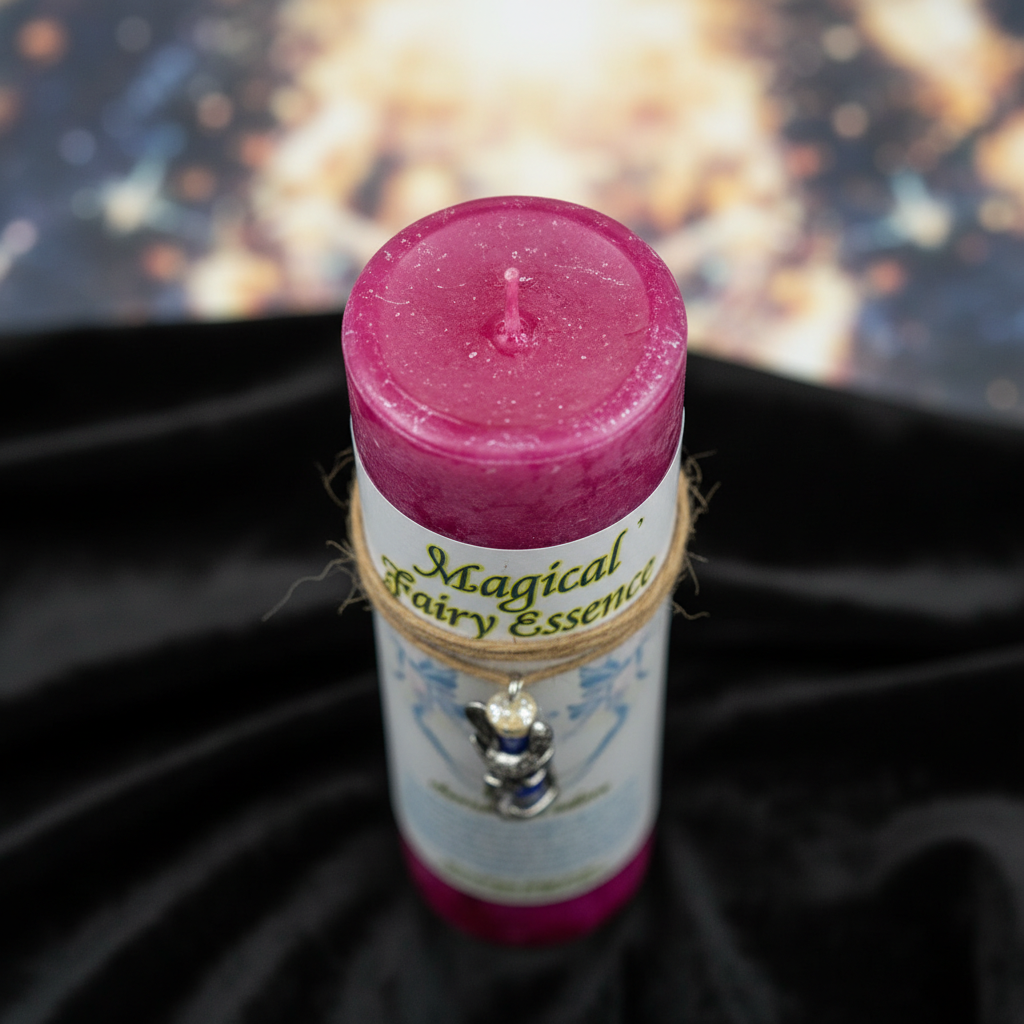 Love Pillar Candle with Fairy Dust Necklace 6 1/2" tall