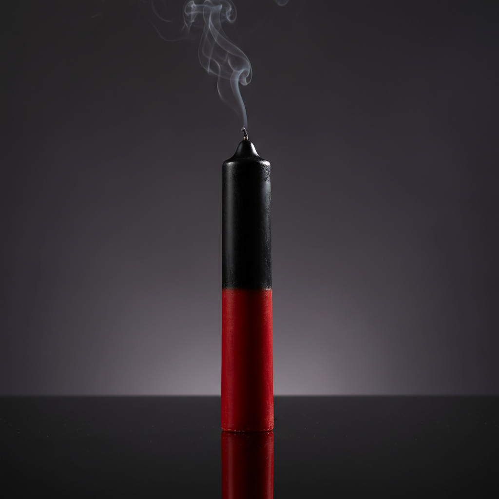 Black and Red Pillar Candle, 9"