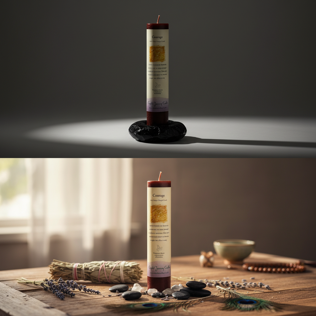 Courage Reiki Charged pillar candle