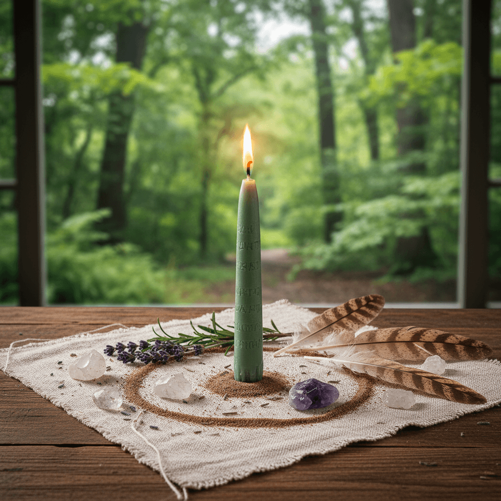 Attract Nature Spirits Ritual Candle, 7 Inches, alternate view