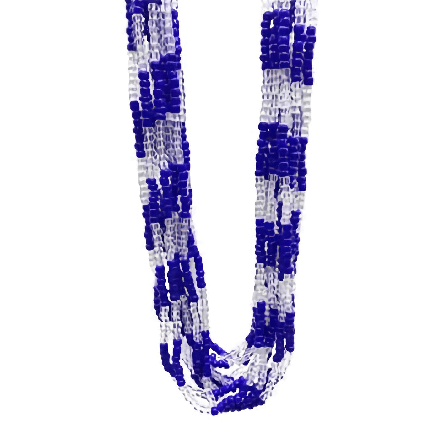 Yemaya Orisha Elekes necklaces with blue and clear beads.