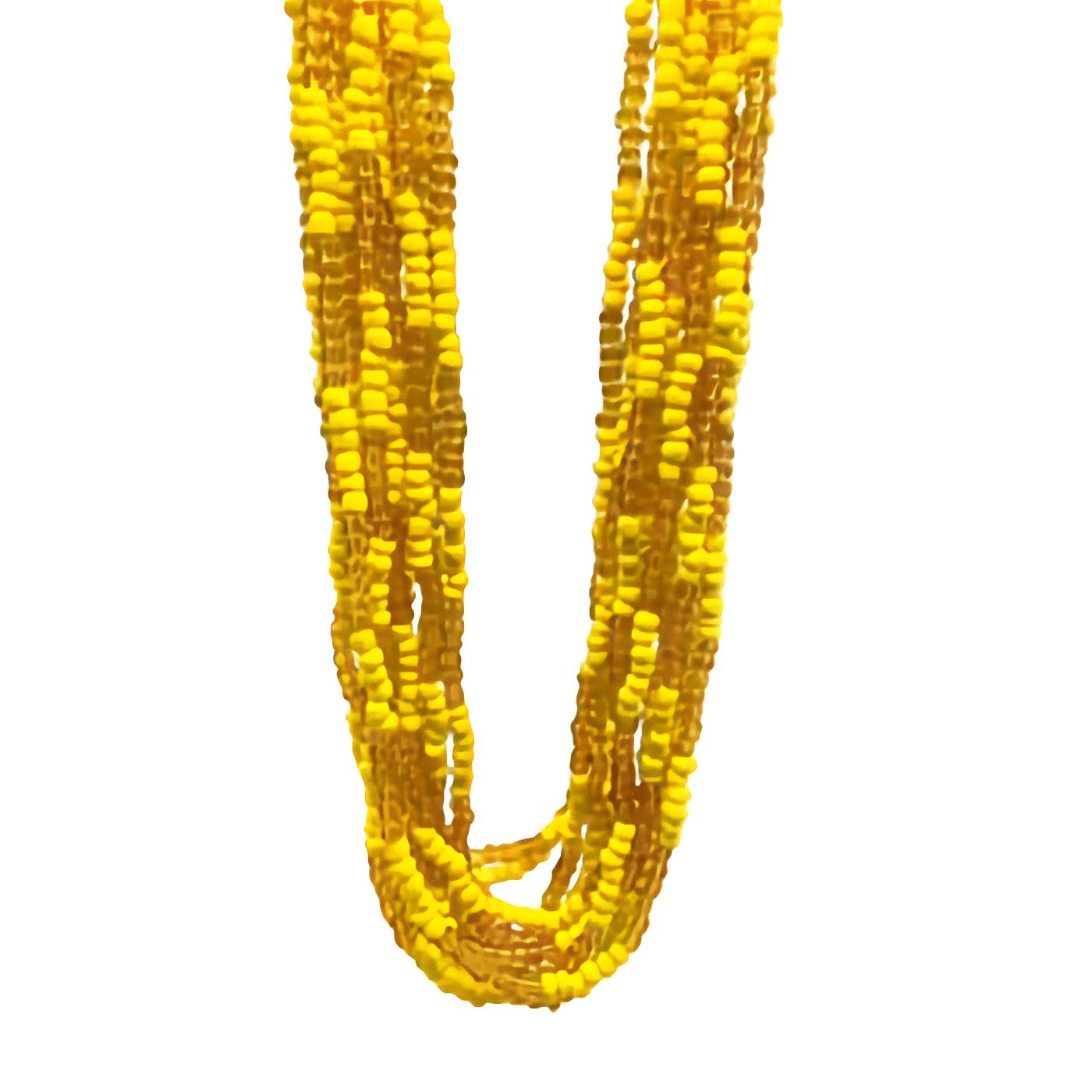 Oshun Orisha Elekes, 12 yellow beaded necklaces, symbolizing connection to Oshun.