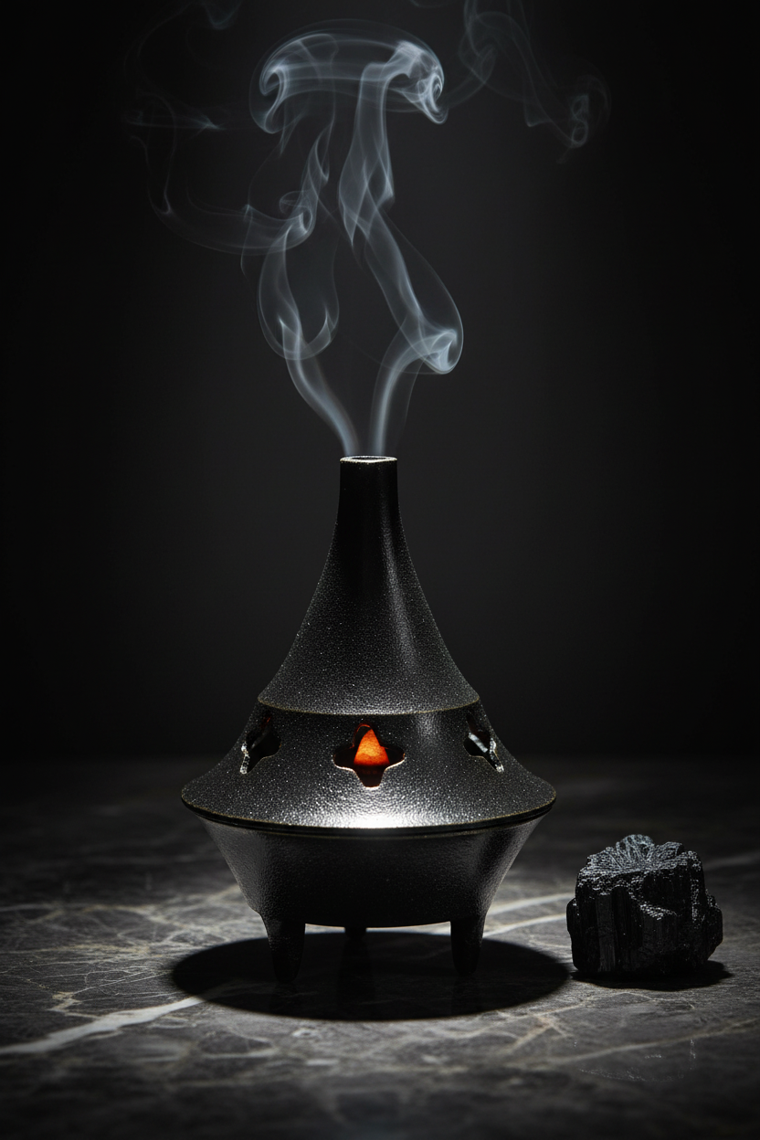 Black Brass Cone Incense Burner, 2 1/4 Inches