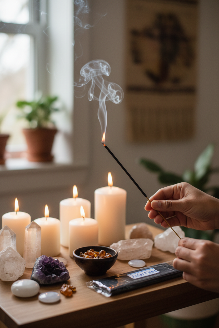In-Use Lifestyle – Amber Flame Incense Sticks