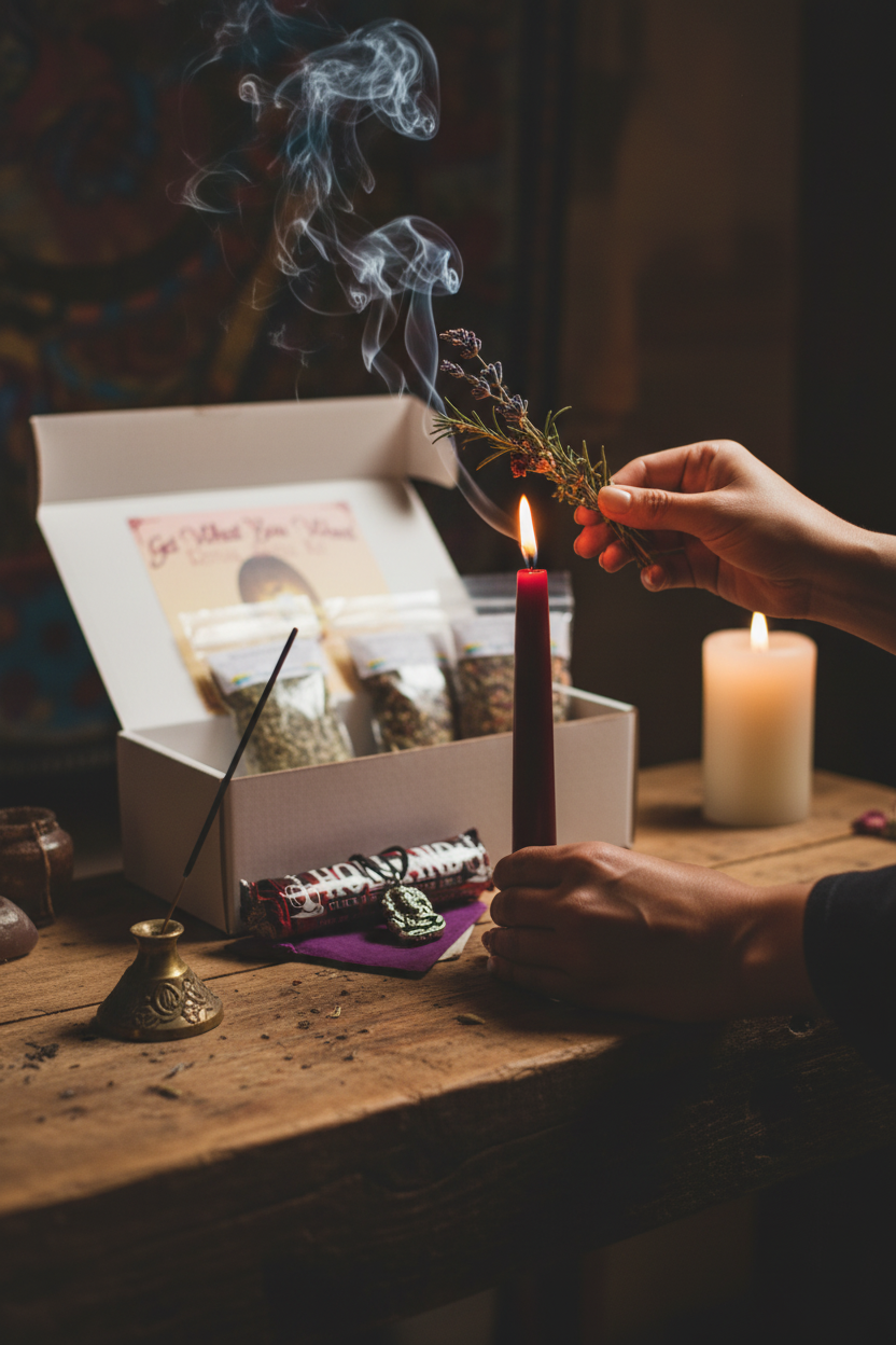 What You Want Boxed ritual kit, detail view