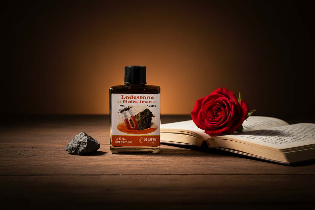 Lodestone Oil – Journal & Rose Scene (Exact Product)