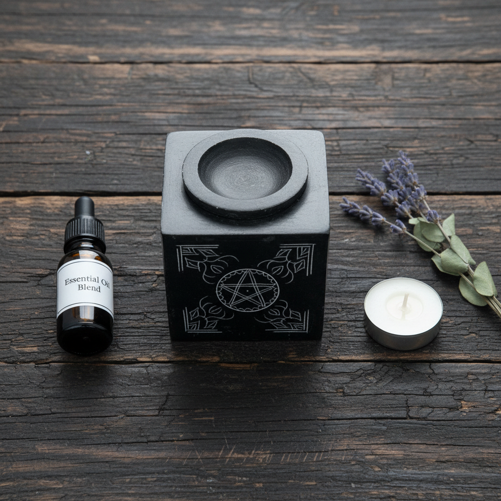 Pentagram Soapstone Oil Diffuser, 3" Square, alternate view