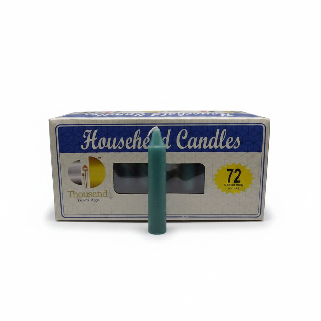 Green 4" Household Candles, Set of 72