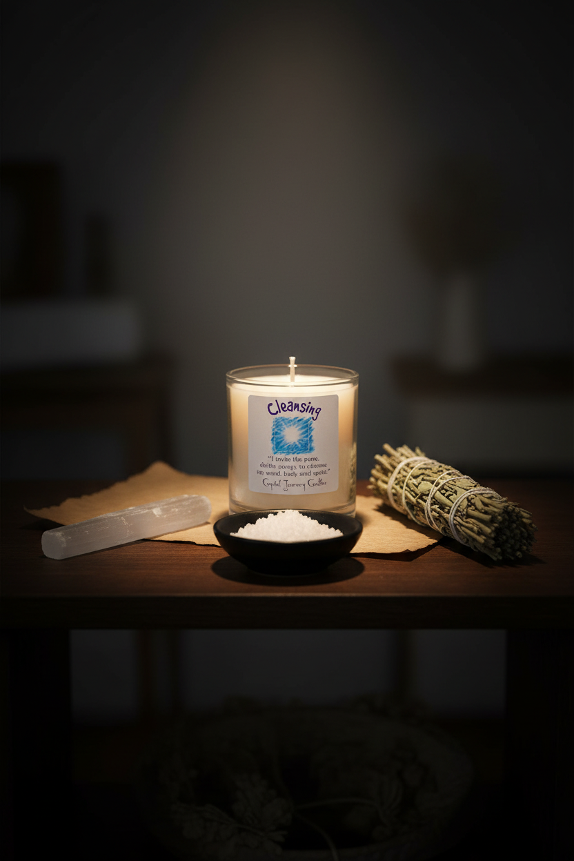 Cleansing soy votive candle, detail view