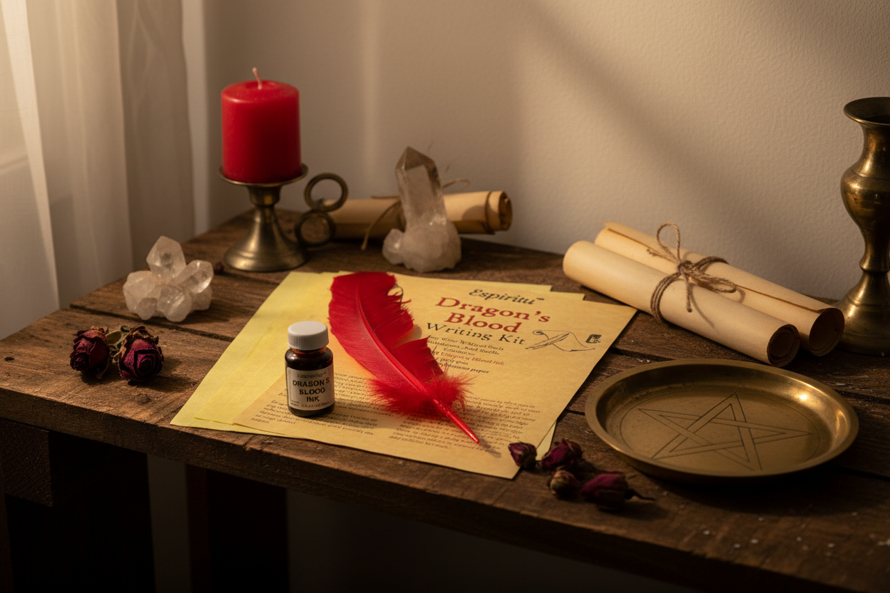Dragon's Blood Writing Kit by AzureGreen, detail view