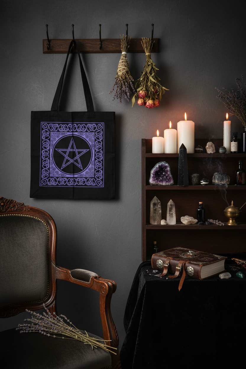 Celtic Pentacle Cotton Tote Bag, 18 x 18 Inches, detail view