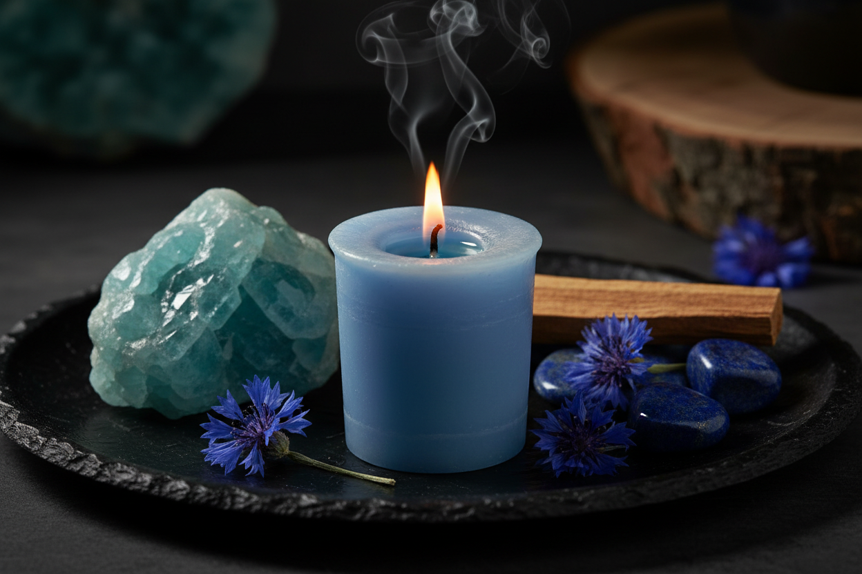 Throat Chakra Votive — Obsidian Tray