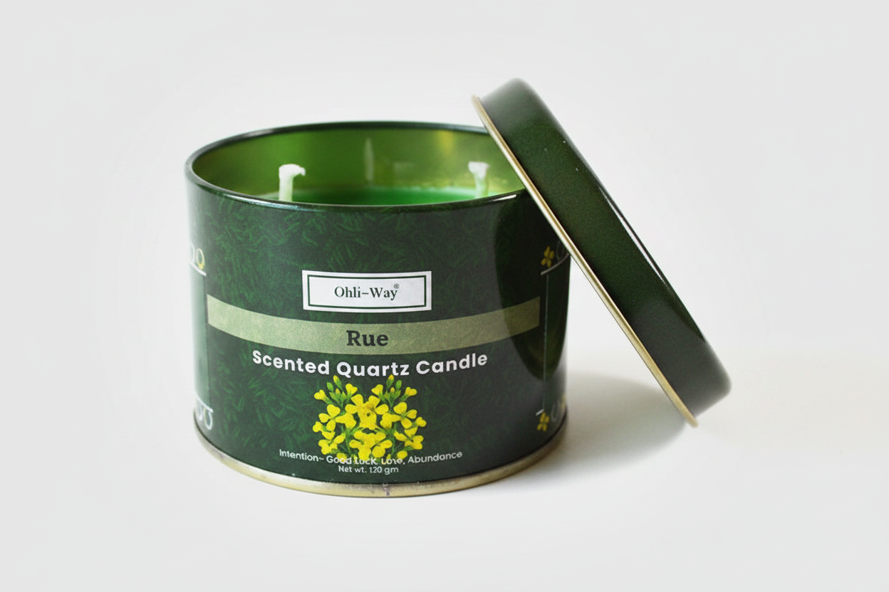 Tin exterior — Ruda Rue Quartz Tin Candle