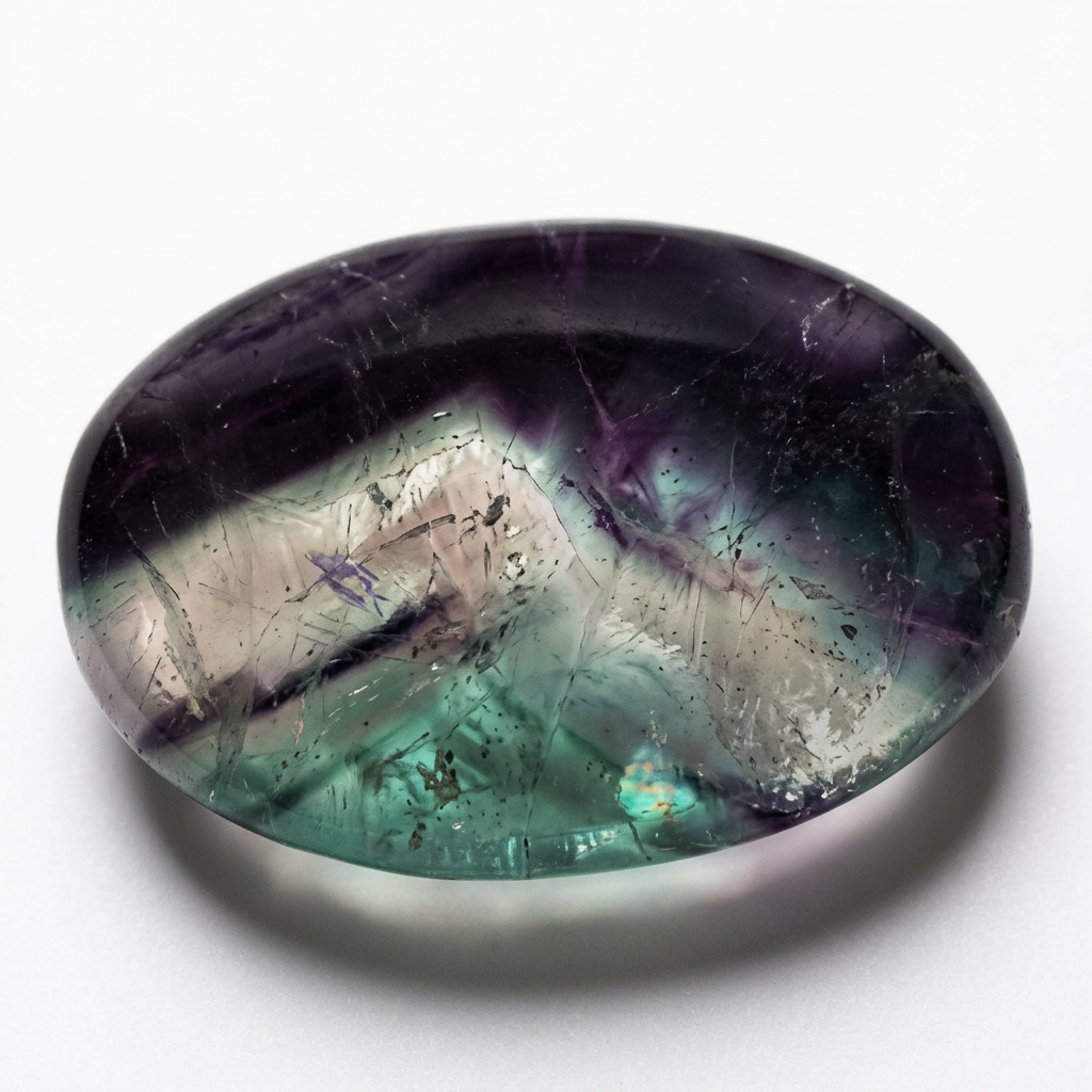 White-background fluorite palm stone draft