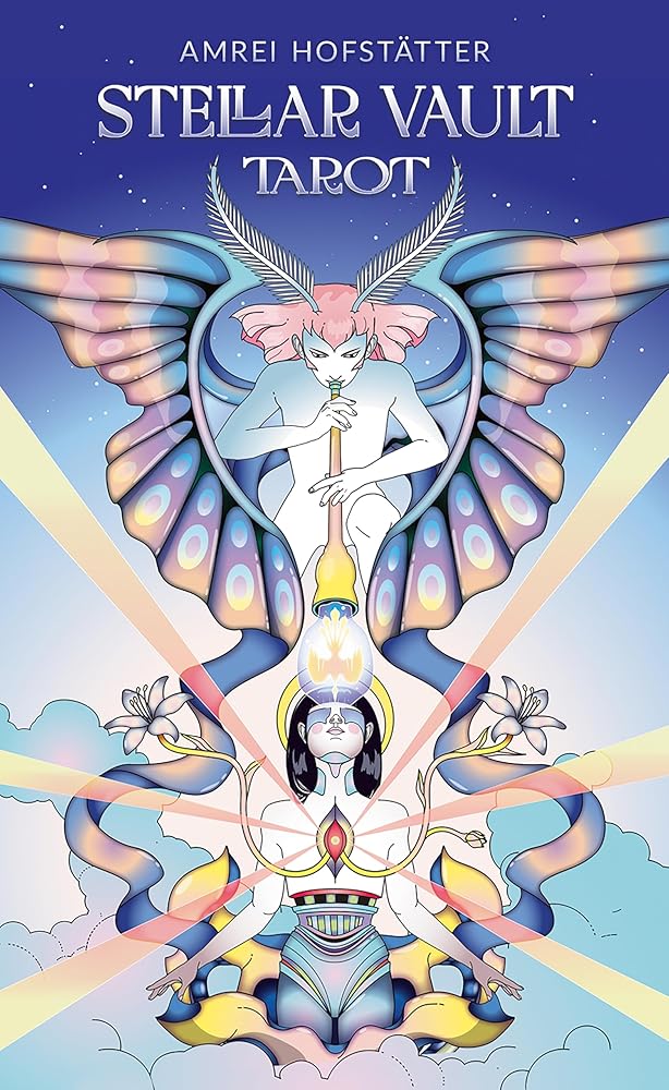 Stellar Vault Tarot: 78 Silver-Edged Tarot Cards, Futuristic Anime & Art Deco Style, Includes 104-Page Illustrated Guidebook cover image