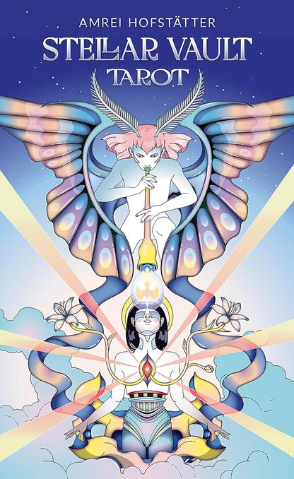 Stellar Vault Tarot: 78 Silver-Edged Tarot Cards, Futuristic Anime & Art Deco Style, Includes 104-Page Illustrated Guidebook cover image