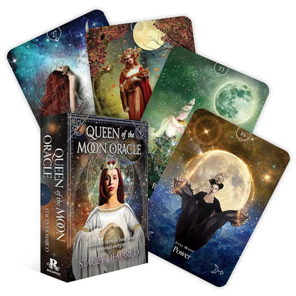 Queen of the Moon Oracle: Guidance through Lunar and Seasonal Energies (44 Full-Color Cards and 120-Page Guidebook) (Rockpool Oracle Card Series) cover image