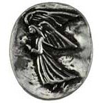 Angel pocket stone made of pewter, embossed with angel design for meditation and ritual magic.