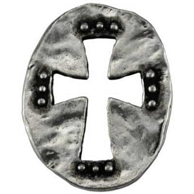 Cross Pewter Pocket Stone, 1" x 5/8"