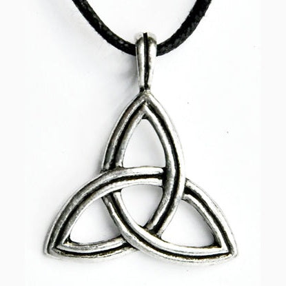 Triskele amulet made of lead-free pewter, symbolizing the triple goddess and Christian trinity.