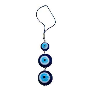 Evil Eye Protection talisman with cascading glass eyes, 5.5-inch hanging decor.