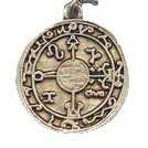 Give Healing Power amulet, silver-toned pendant with symbols, 22.5-inch chain.