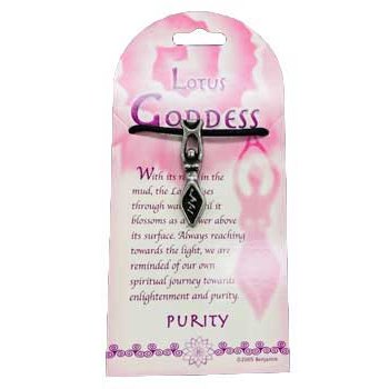 LotusS Goddess amulet with cord, symbolizing spiritual journey and enlightenment.