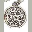 Silver-toned Solomon's Seal amulet pendant on 22.5-inch chain.