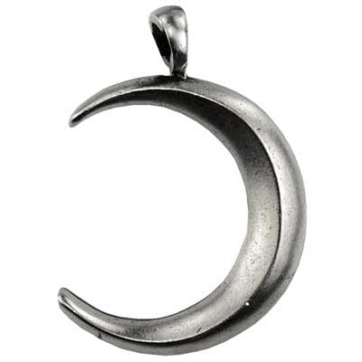 Wicca Attraction amulet in crescent moon shape made of pewter with cord.