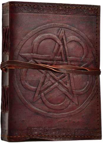 Pentagram leather blank book w/ cord