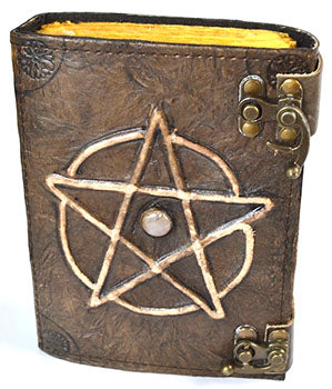 Pentagram W stone aged looking paper leather w/ latch