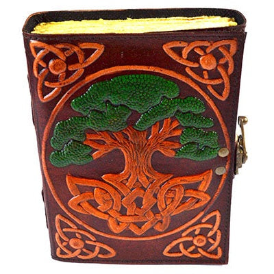 Tree of Life aged looking paper leather w/ latch 4 1/2" x 6 1/2" - Unlined